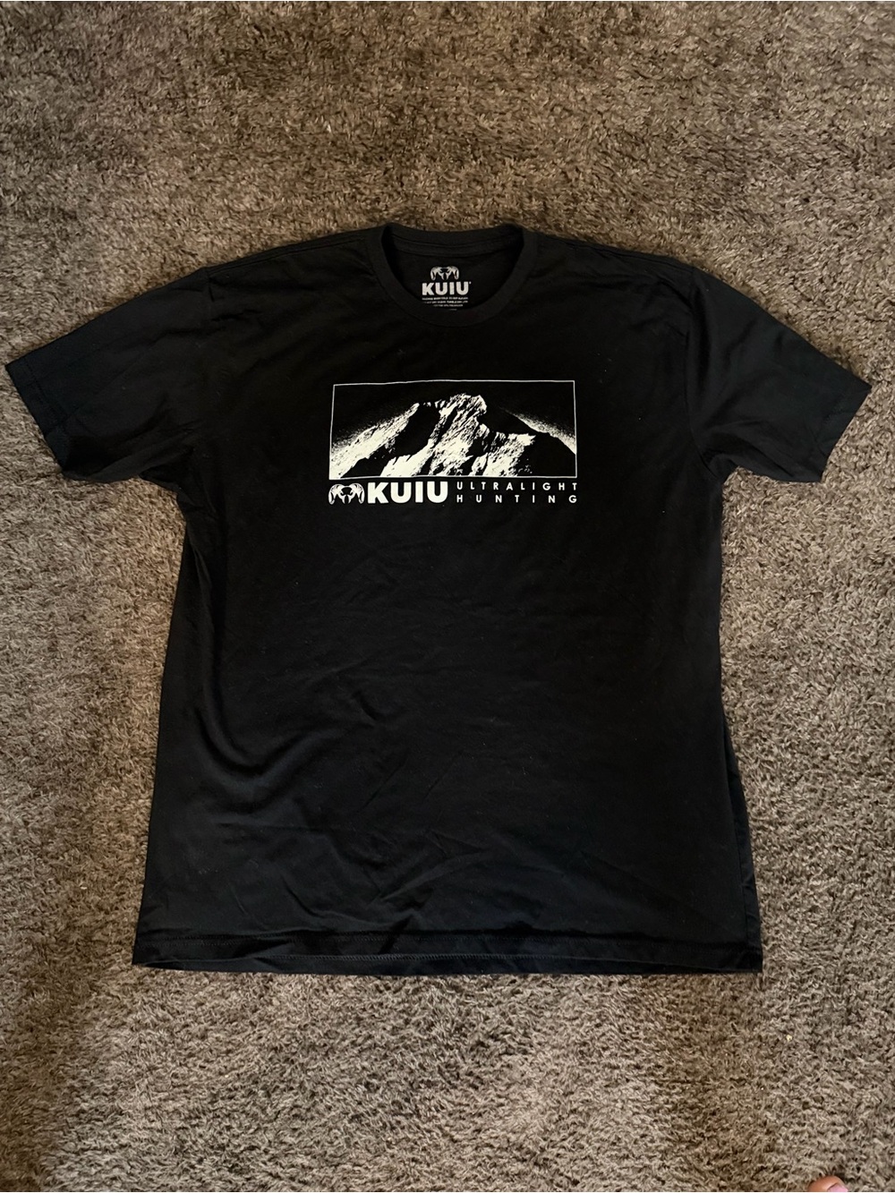 KUIU Black Short Sleeve Tee with White Mountain Graphic